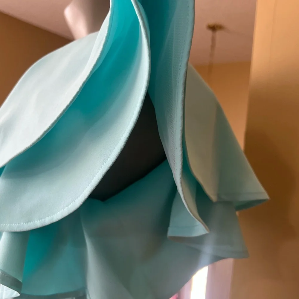 TCEC One Shoulder Aqua Dress with Ruffle Detail - Picture 5 of 16